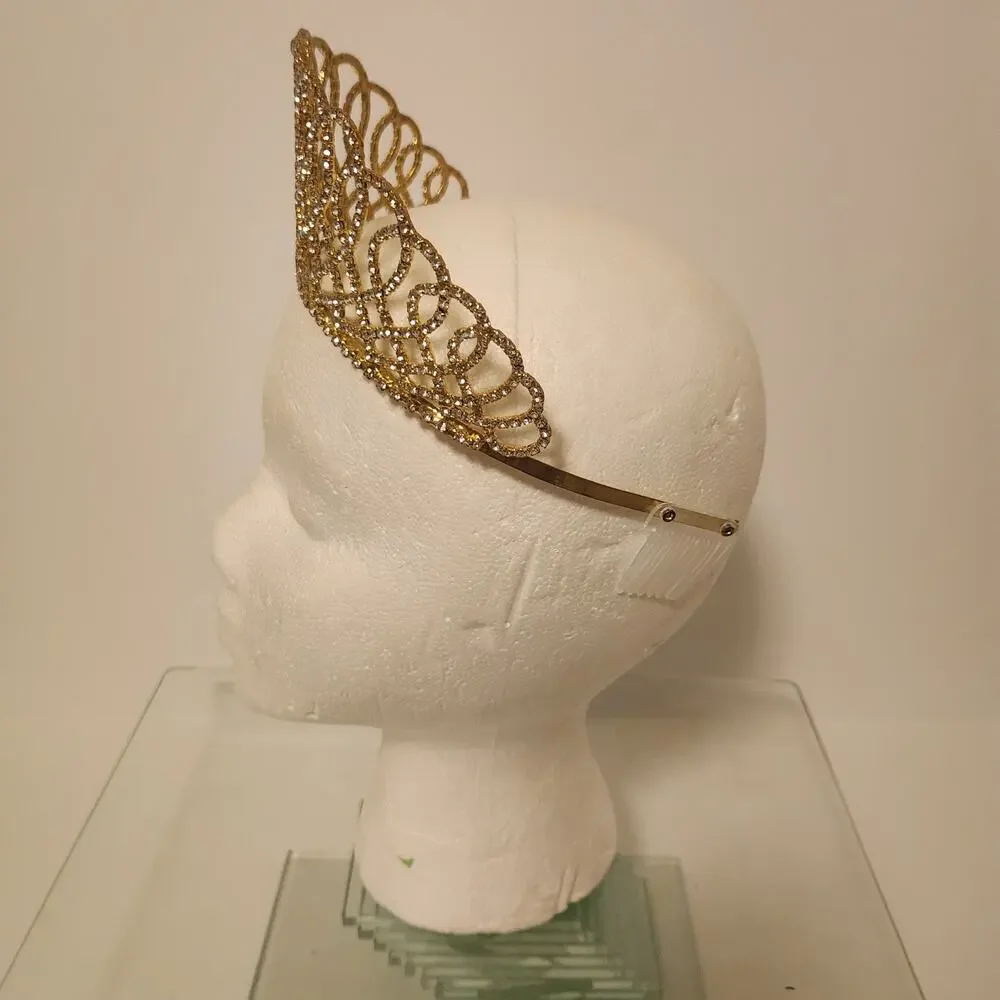 Gold and rhinestone Tiara 2.5 inch tall